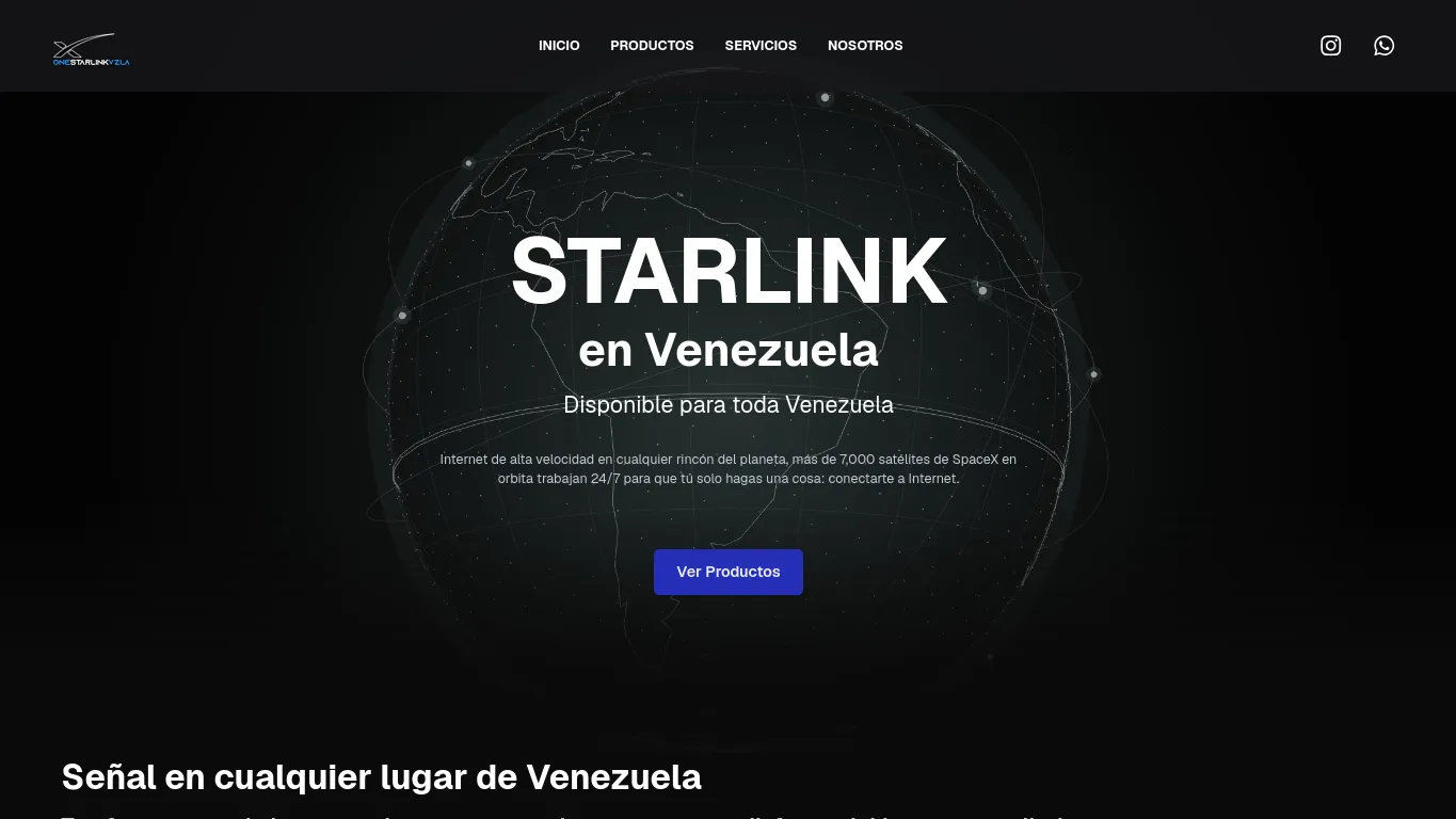 Landing page One Starlink